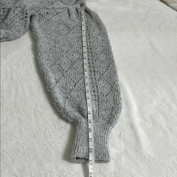 Anthropologie Gray Off-the-Shoulder Sweater with Intricate Knit Design - Picture 15 of 15